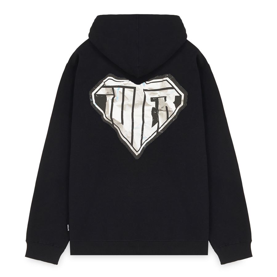 Crumple Logo Hoodie felpa da uomo con cappuccio Iuter | 24WISH11BLACK