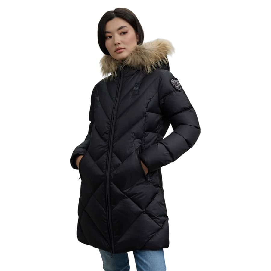 Althea piumino lungo a linee geometriche da donna Blauer | 25WBLDK03098999EI