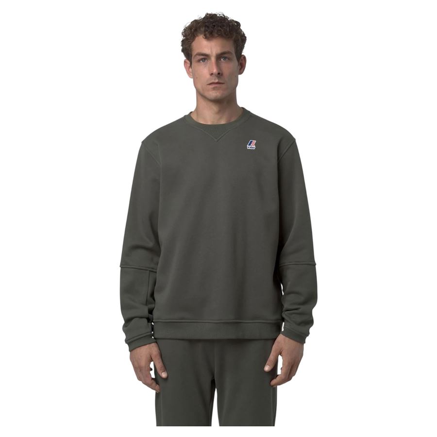 Nael Brushed Pc felpa da uomo in pile con finiture a coste K-Way | K6132MWWMR