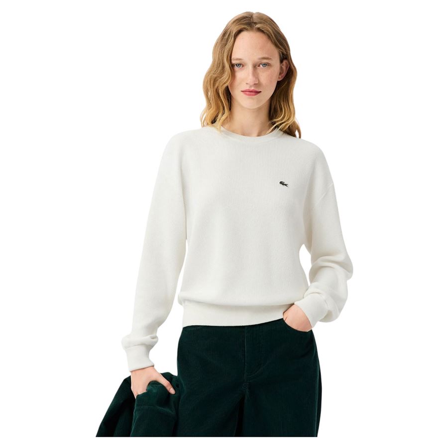 Maglione girocollo in cotone relaxed fit da donna Lacoste | AF415870V