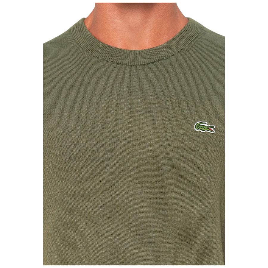 Pullover girocollo monocromatico in cotone da uomo Lacoste | AH0128E9F