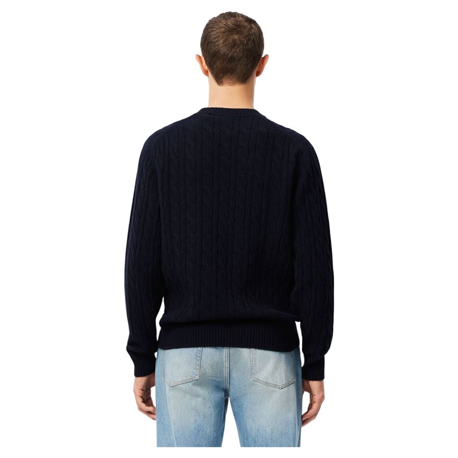 Maglione girocollo a trecce in lana cardata da uomo Lacoste | AH2924166