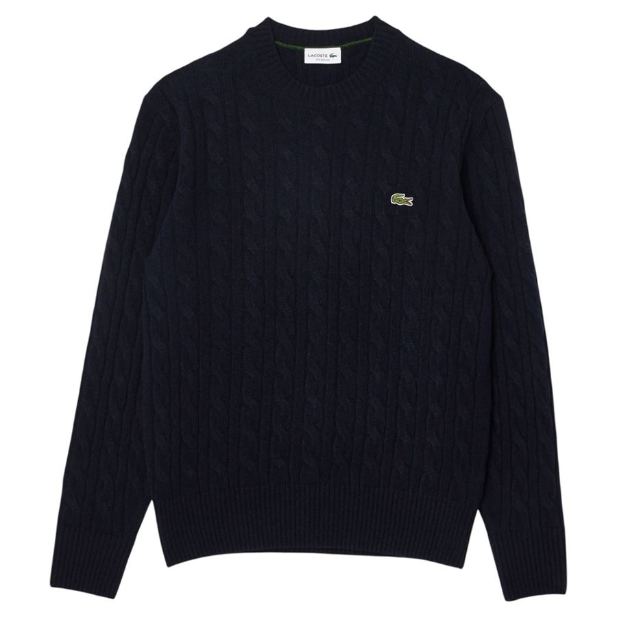 Maglione girocollo a trecce in lana cardata da uomo Lacoste | AH2924166