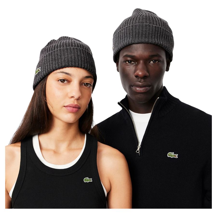 Berretto in lana spazzolata a costine unisex uomo donna Lacoste | RB0001050