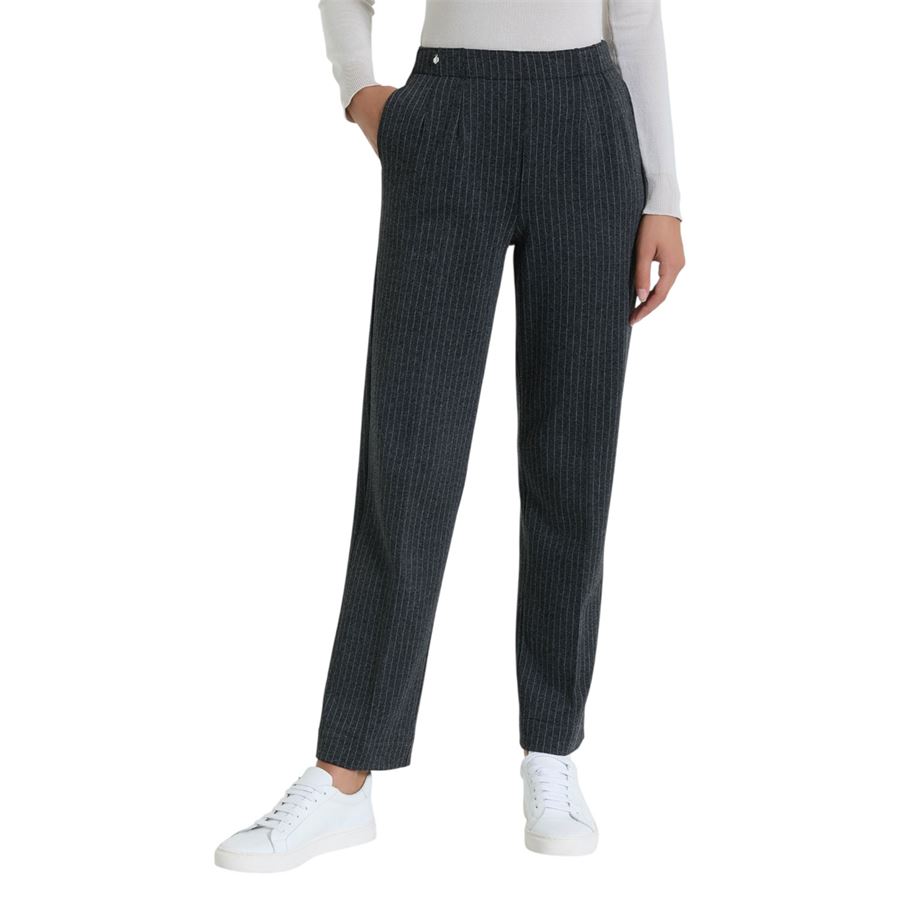 Pantalone gessato dritto con tasche in Eco Jacquard da donna Ragno | DR48PP489MF