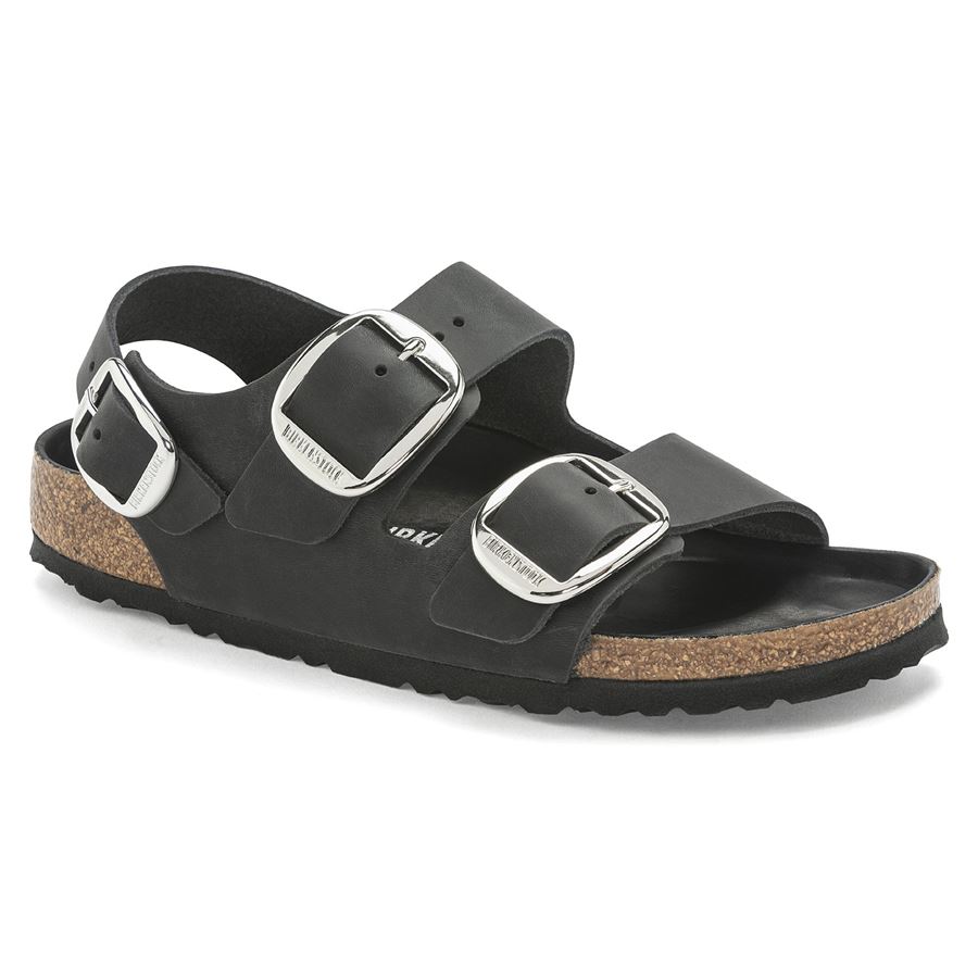 Milano Big Buckle black, Oiled Leather - Calz. Stretta Birkenstock | 1024953X