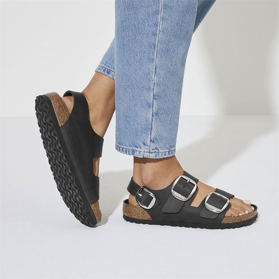Milano Big Buckle black, Oiled Leather - Calz. Stretta Birkenstock | 1024953X