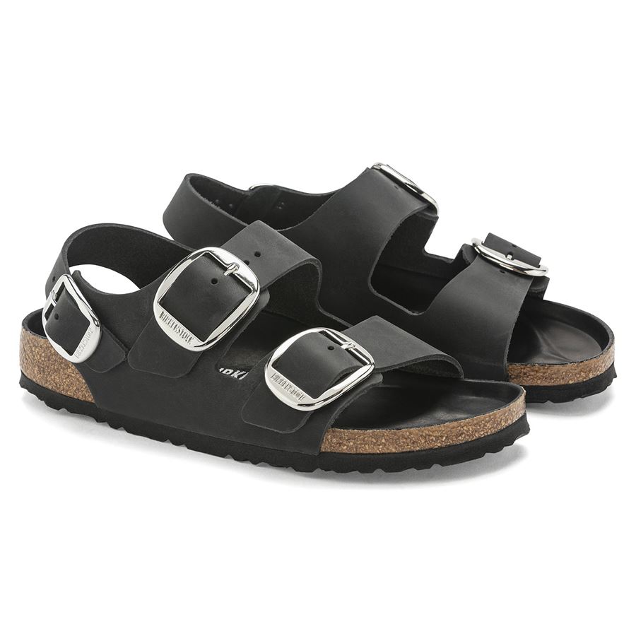 Milano Big Buckle black, Oiled Leather - Calz. Stretta Birkenstock | 1024953X