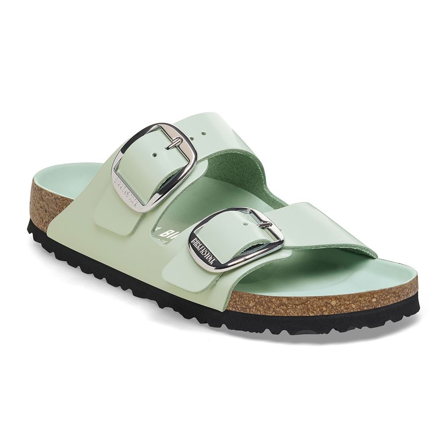 Arizona Big Buckle shine surf green, Natural Lea - Calz. Stretta ciabatta da donna Birkenstock | 1026495X