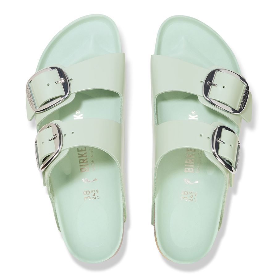 Arizona Big Buckle shine surf green, Natural Lea - Calz. Stretta ciabatta da donna Birkenstock | 1026495X