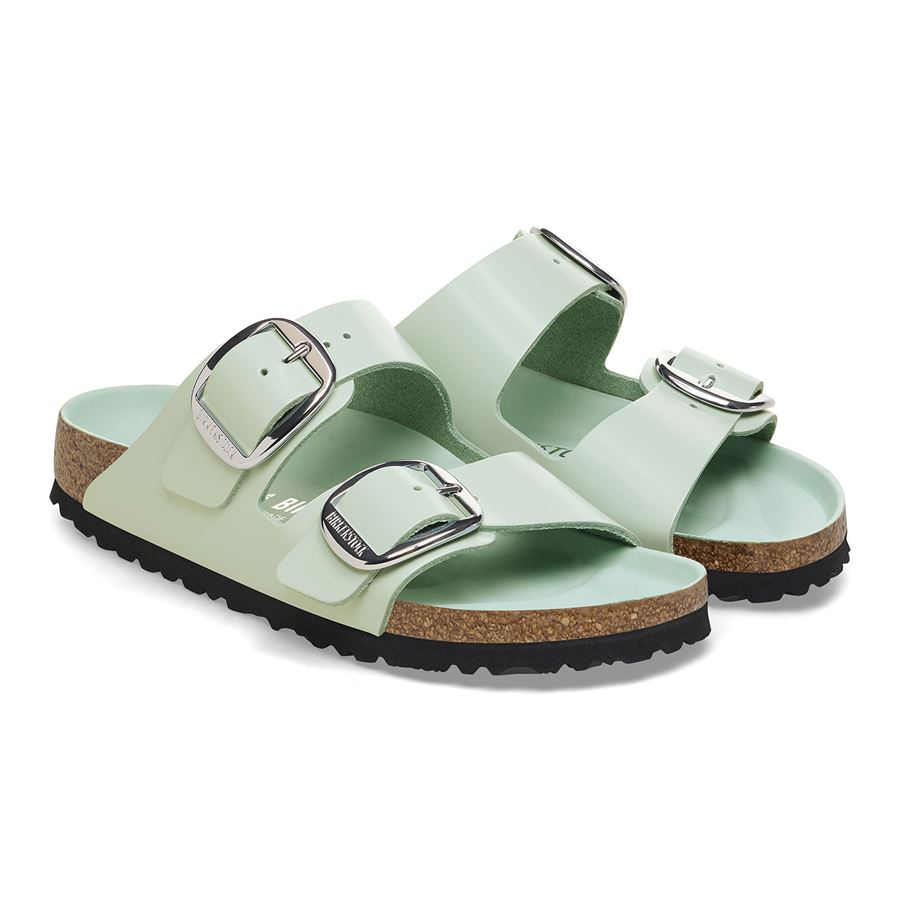 Arizona Big Buckle shine surf green, Natural Lea - Calz. Stretta ciabatta da donna Birkenstock | 1026495X