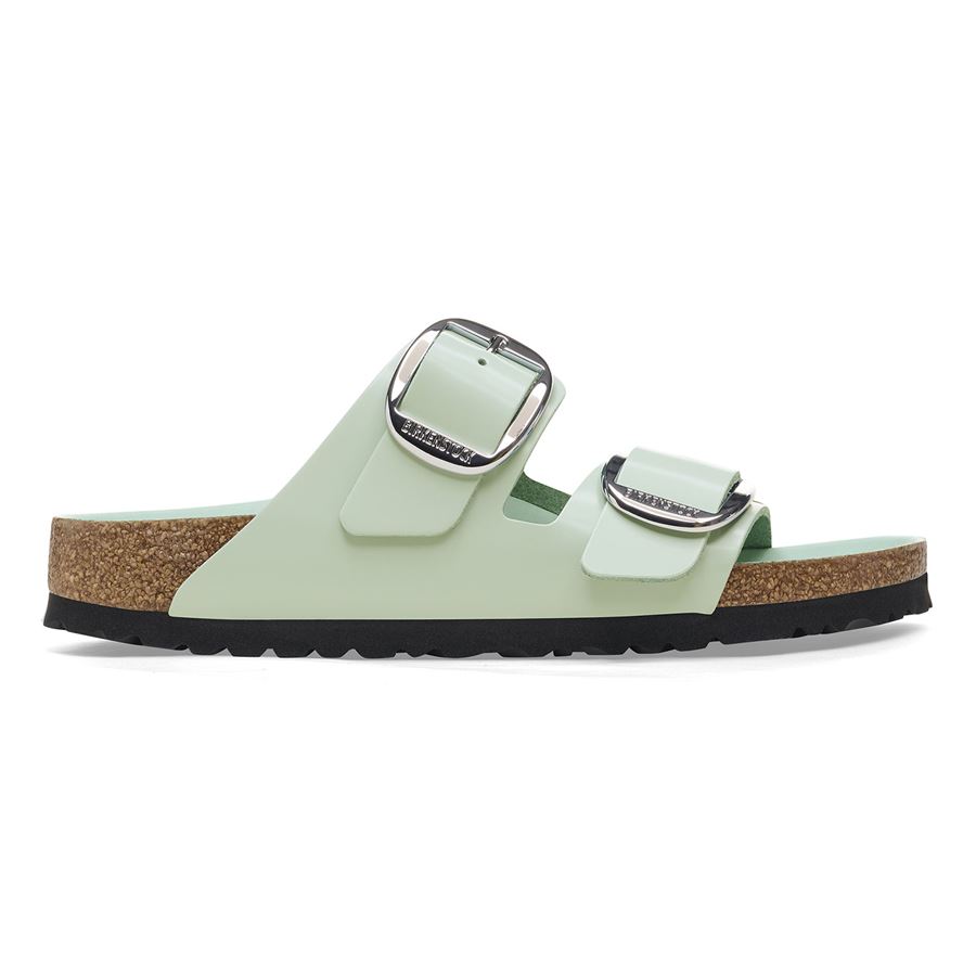Arizona Big Buckle shine surf green, Natural Lea - Calz. Stretta ciabatta da donna Birkenstock | 1026495X