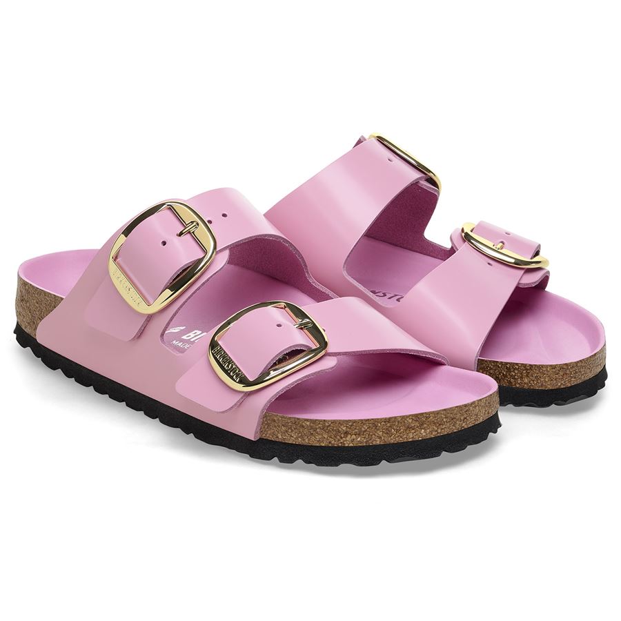 Arizona Big Buckle shine fondant pink, Natural Lea - Calz. Stretta ciabatta da donna Birkenstock | 1026532X