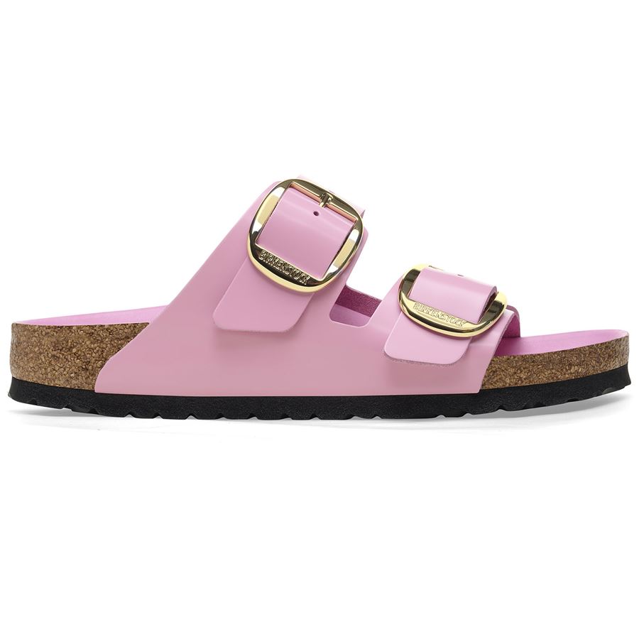Arizona Big Buckle shine fondant pink, Natural Lea - Calz. Stretta ciabatta da donna Birkenstock | 1026532X