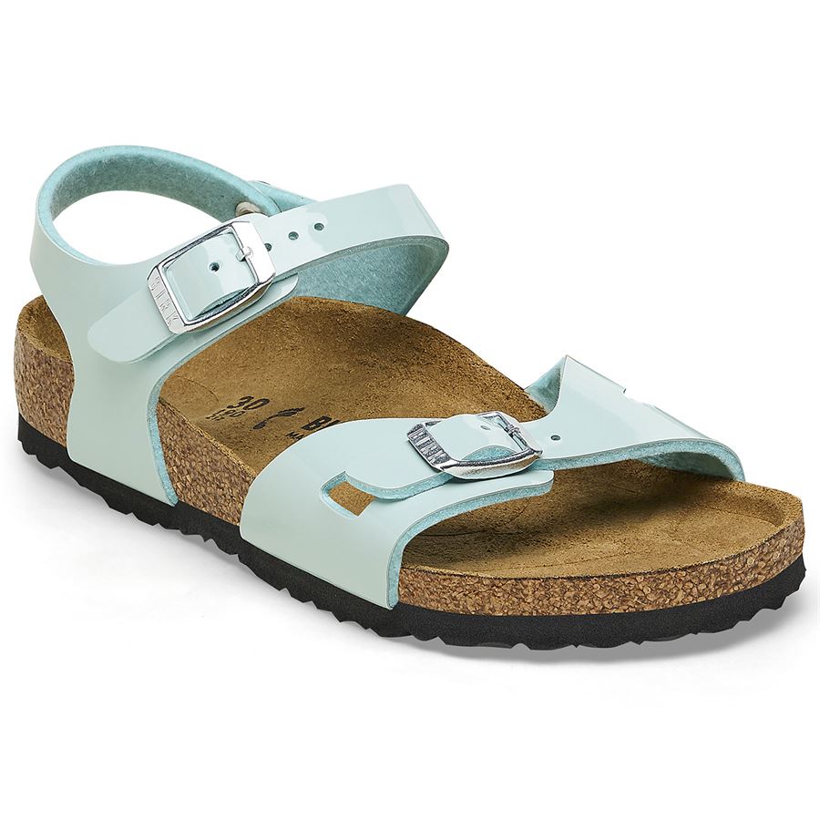 Rio Kids surf green, Birko Flor Patent - Calz. Stretta sandalo da bambina Birkenstock | 1026870X
