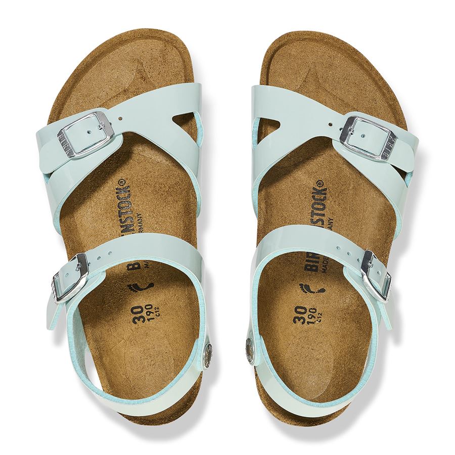 Rio Kids surf green, Birko Flor Patent - Calz. Stretta sandalo da bambina Birkenstock | 1026870XX