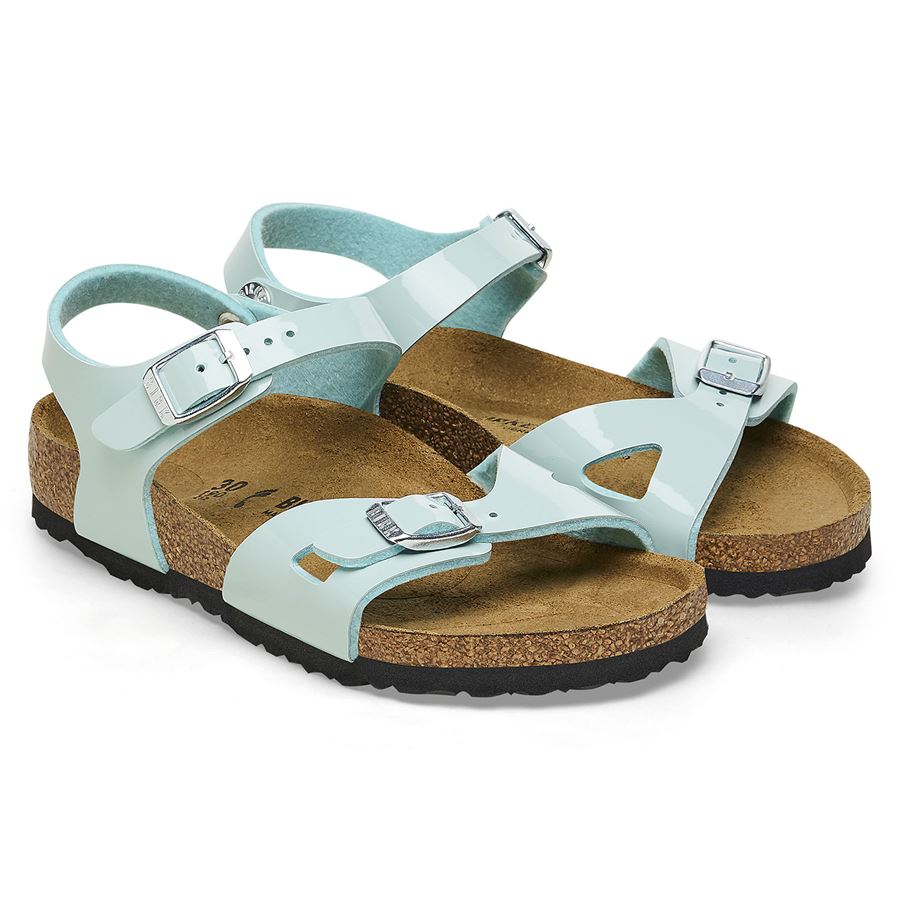 Rio Kids surf green, Birko Flor Patent - Calz. Stretta sandalo da bambina Birkenstock | 1026870X