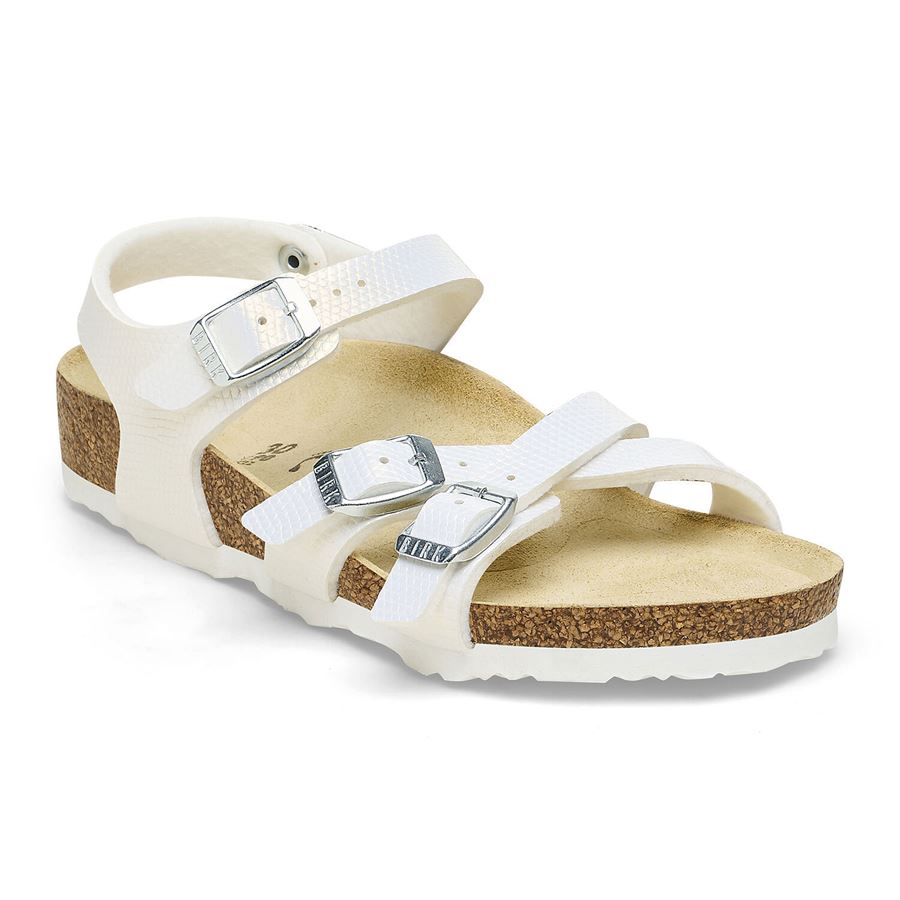Kumba Kids shiny lizard white, Birko Flor - Calz. Stretta sandalo da bambina Birkenstock | 1026909X