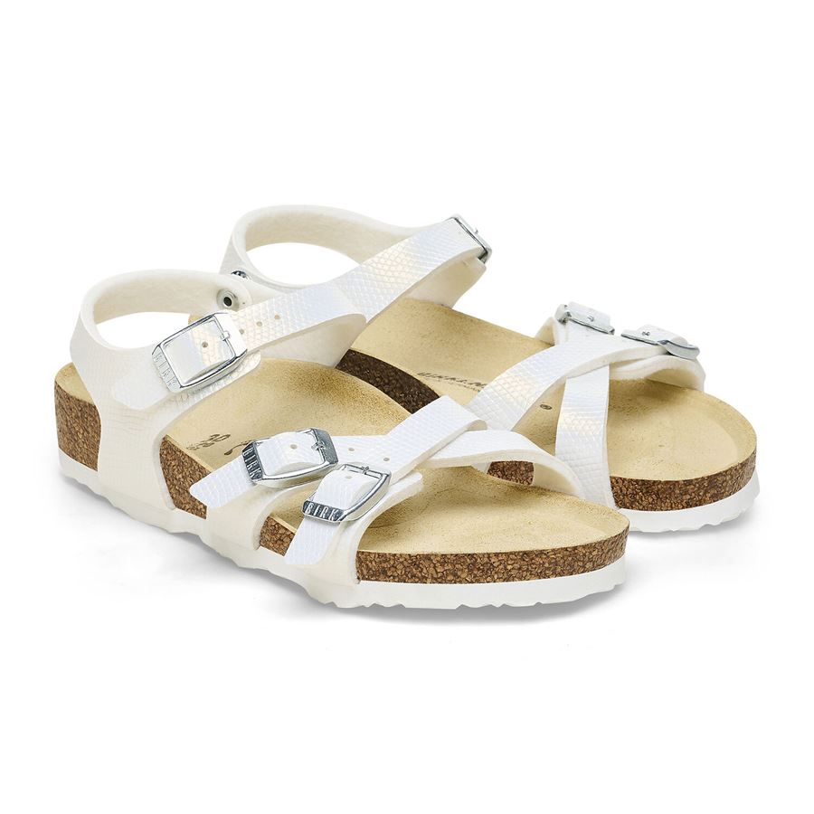 Kumba Kids shiny lizard white, Birko Flor - Calz. Stretta sandalo da bambina Birkenstock | 1026909X