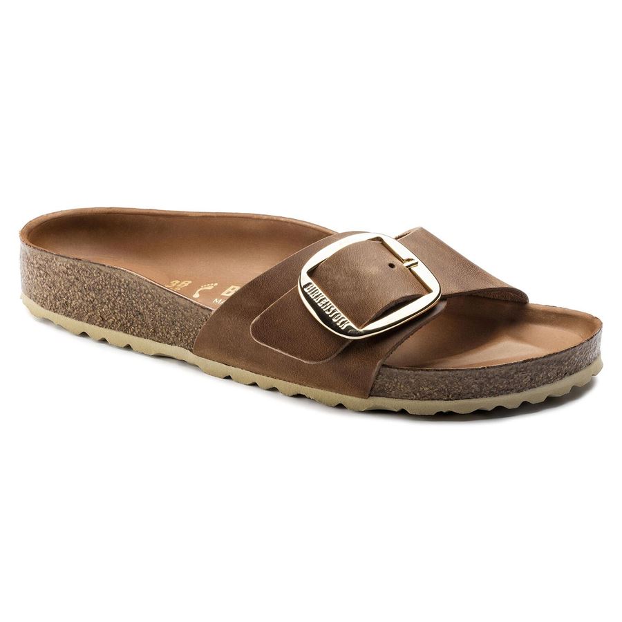 Madrid Big Buckle cognac, Oiled Leather - Calz. Stretta Birkenstock | 1006525X