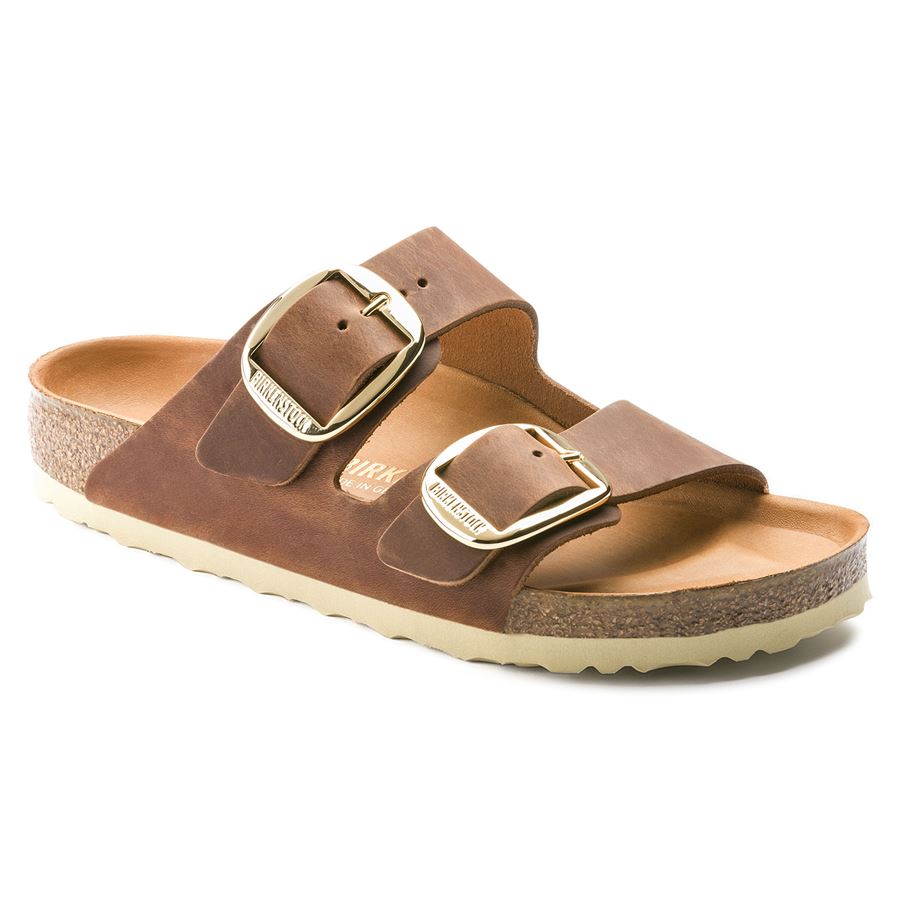 Arizona Big Buckle cognac, Oiled Leather - Calzata Stretta ciabatta da donna Birkenstock | 1011073X