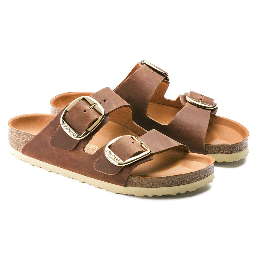 Arizona Big Buckle cognac, Oiled Leather - Calzata Stretta ciabatta da donna Birkenstock | 1011073X