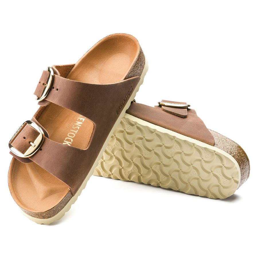 Arizona Big Buckle cognac, Oiled Leather - Calzata Stretta ciabatta da donna Birkenstock | 1011073X