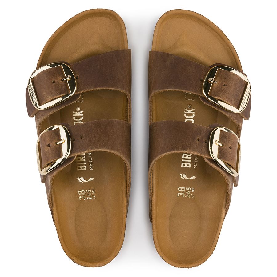 Arizona Big Buckle cognac, Oiled Leather - Calzata Stretta ciabatta da donna Birkenstock | 1011073X