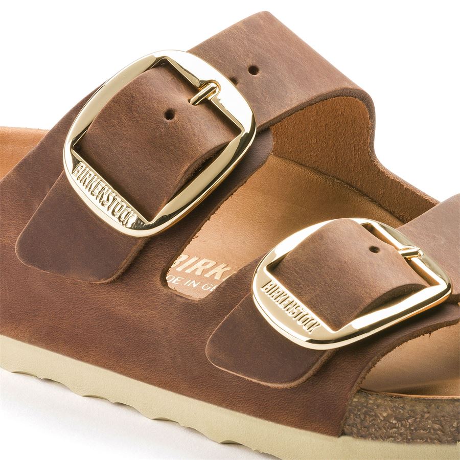 Arizona Big Buckle cognac, Oiled Leather - Calzata Stretta ciabatta da donna Birkenstock | 1011073X