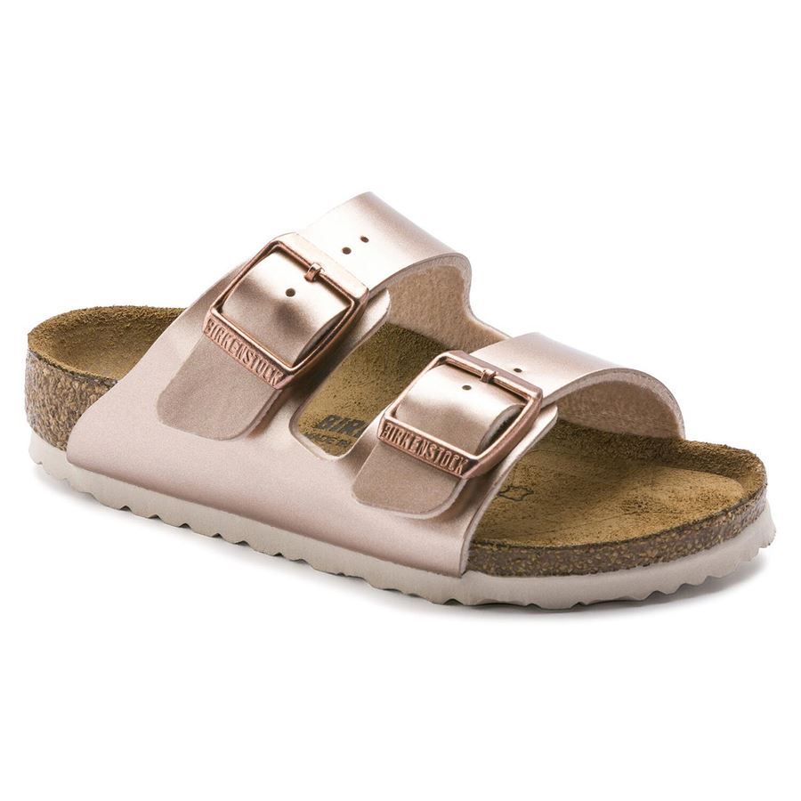 Arizona Kids electric metallic copper, Birko Flor - Calz. Stretta ciabatta da bambina Birkenstock | 1012478X