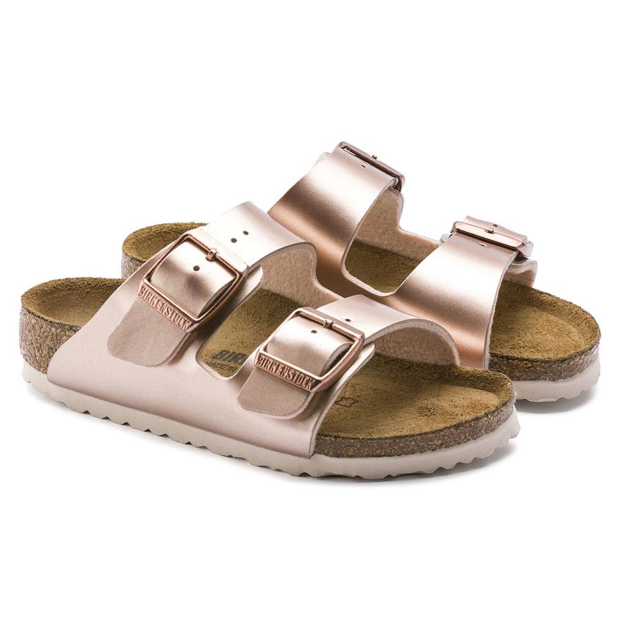 Arizona Kids electric metallic copper, Birko Flor - Calz. Stretta ciabatta da bambina Birkenstock | 1012478X