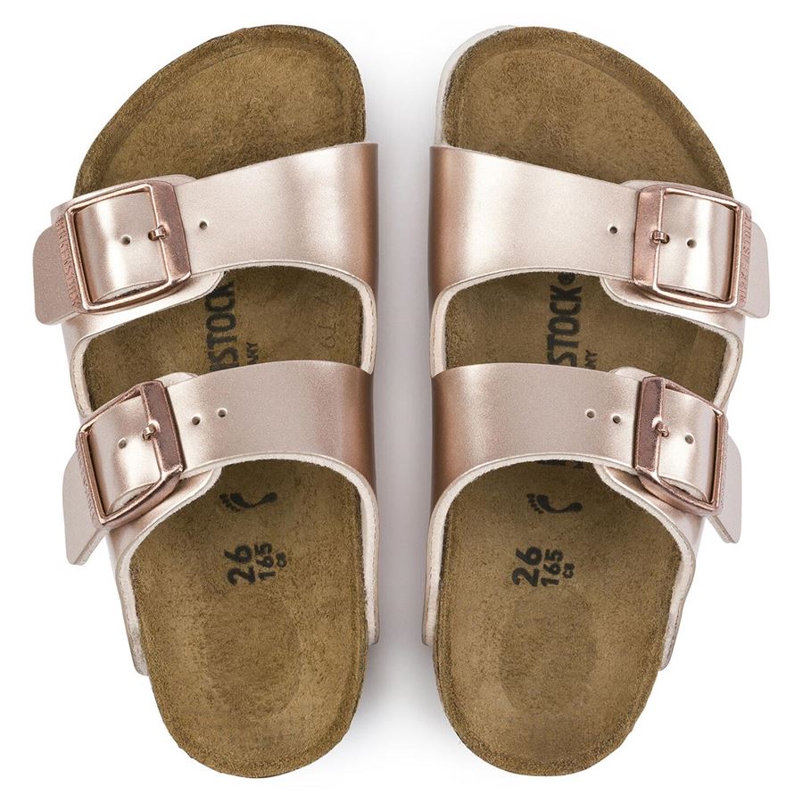 Arizona Kids electric metallic copper, Birko Flor - Calz. Stretta ciabatta da bambina Birkenstock | 1012478X