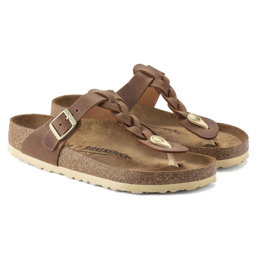 Gizeh Braided Cognac, Oiled Leather - Calz. Normale infradito da donna Birkenstock | 1021355X