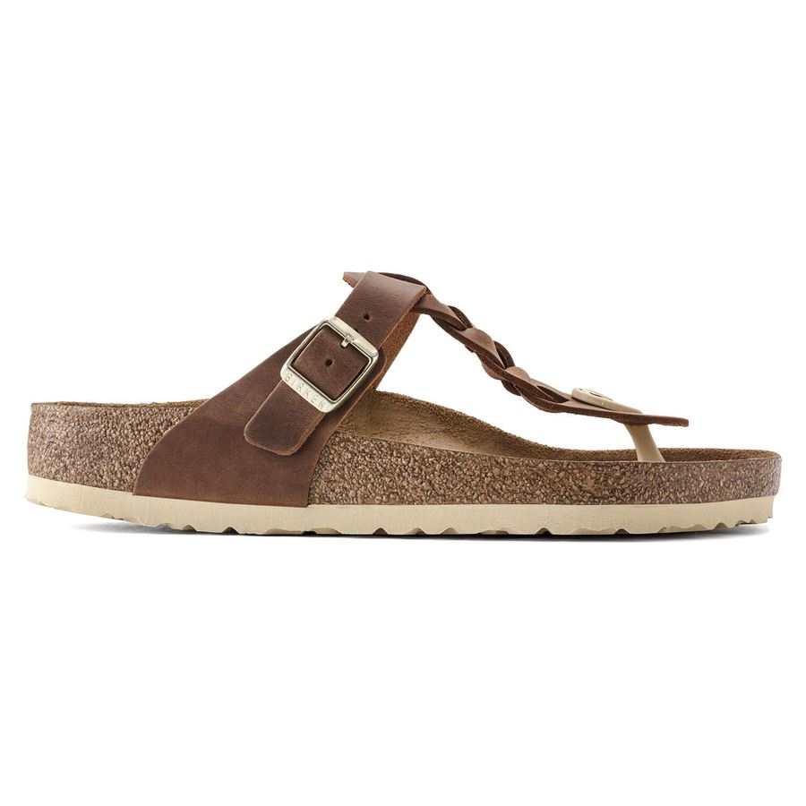Gizeh Braided Cognac, Oiled Leather - Calz. Normale infradito da donna Birkenstock | 1021355X