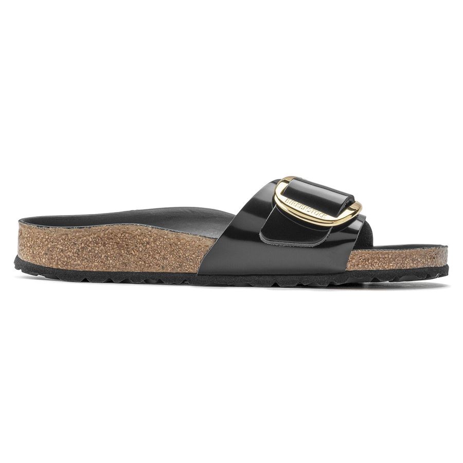Madrid Big Buckle shine black, Natural Leather calzata stretta ciabatta da donna Birkenstock | 1022650X