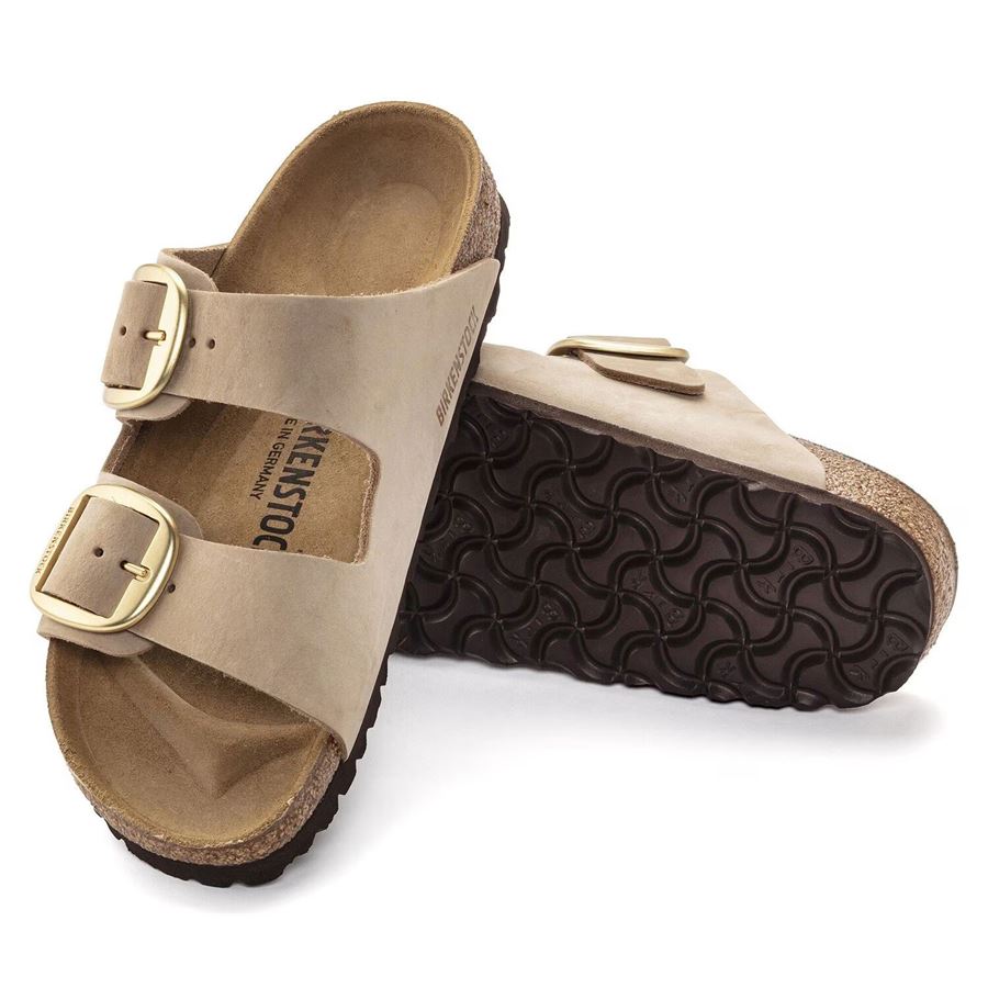 Arizona big buckle sandcastle, nubuck leather - calz. Stretta ciabatta da donna Birkenstock | 1024064X