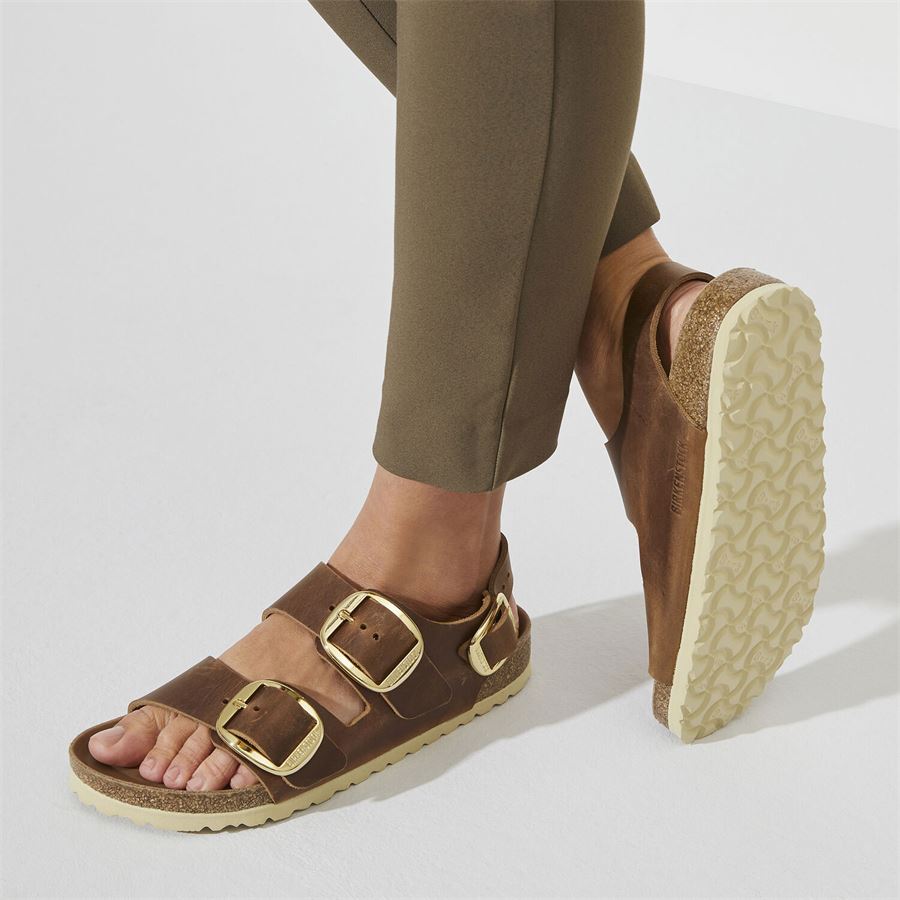 Milano Big Buckle cognac, Oiled Leather - Calz. Stretta Birkenstock | 1024067X