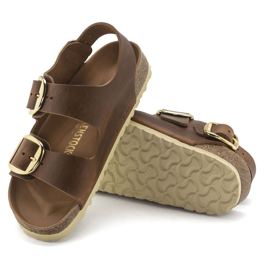Milano Big Buckle cognac, Oiled Leather - Calz. Stretta Birkenstock | 1024067X