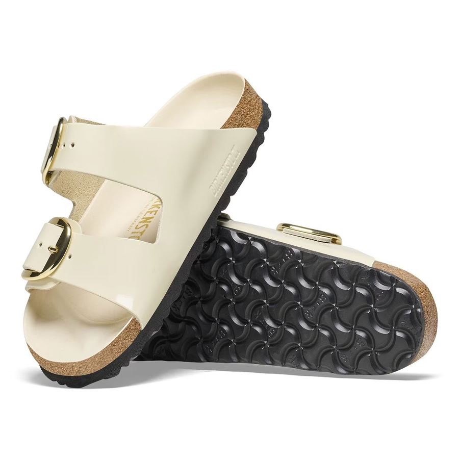 Arizona Big Buckle shine ecru, Natural Leather - Calz. Stretta ciabatta da donna Birkenstock | 1026128X