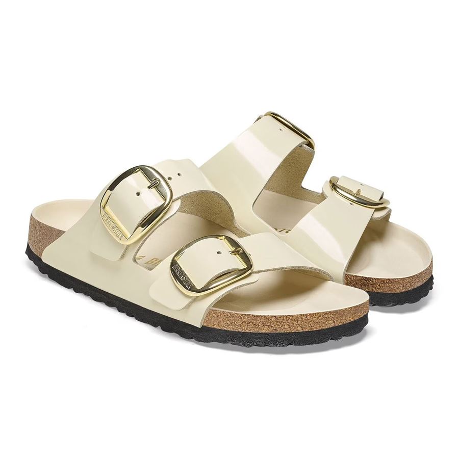 Arizona Big Buckle shine ecru, Natural Leather - Calz. Stretta ciabatta da donna Birkenstock | 1026128X
