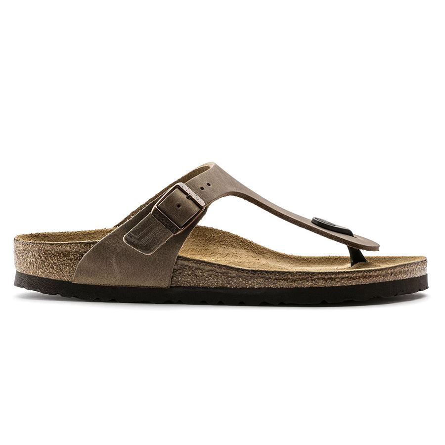 Gizeh tabacco brown, Oiled Leather - Calz. Normale infradito unisex uomo donna Birkenstock | 943811X