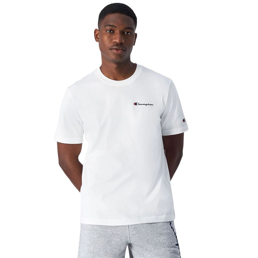 T-shirt da uomo in jersey di cotone con logo piccolo Champion | 220264WW001