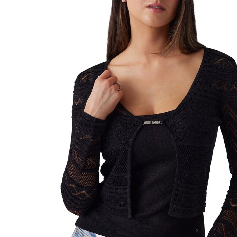 Nellie Cardigan in maglia traforata da donna Guess | W5GR15/Z3E22JBLK