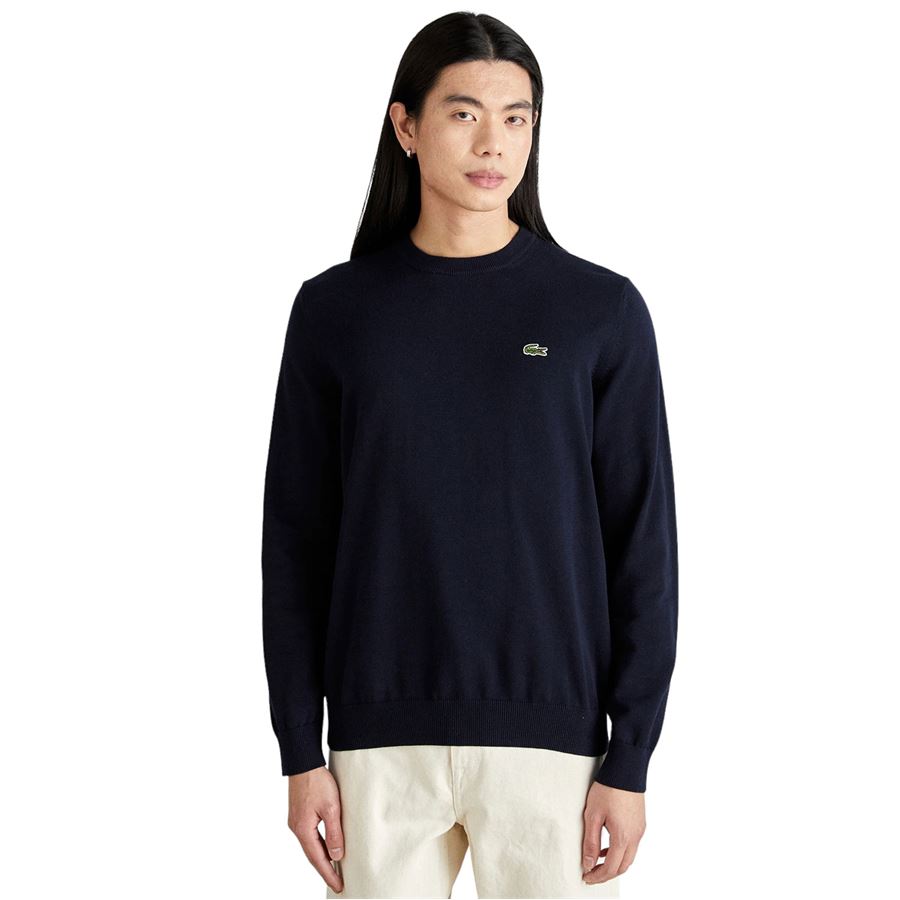 Pullover girocollo monocromatico in cotone da uomo Lacoste | AH0128166