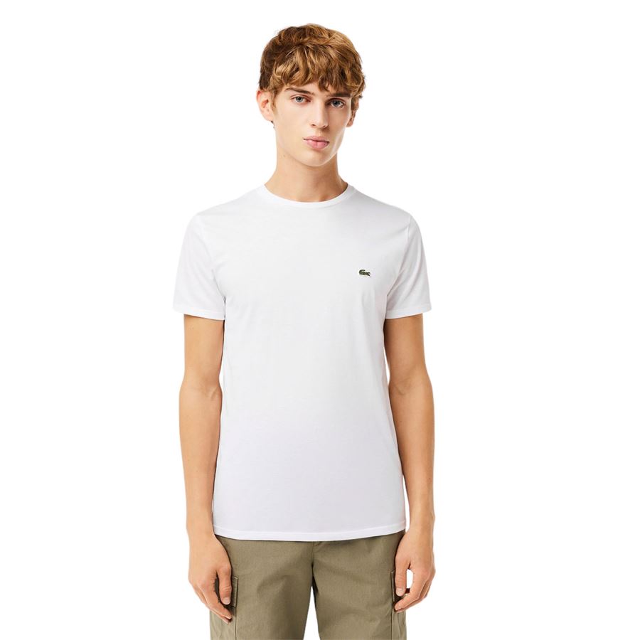 T-shirt girocollo monocromatica in jersey di cotone Pima Lacoste | TH6709001