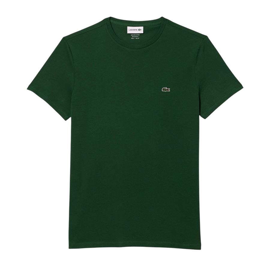 T-shirt girocollo monocromatica in jersey di cotone Pima Lacoste | TH6709132