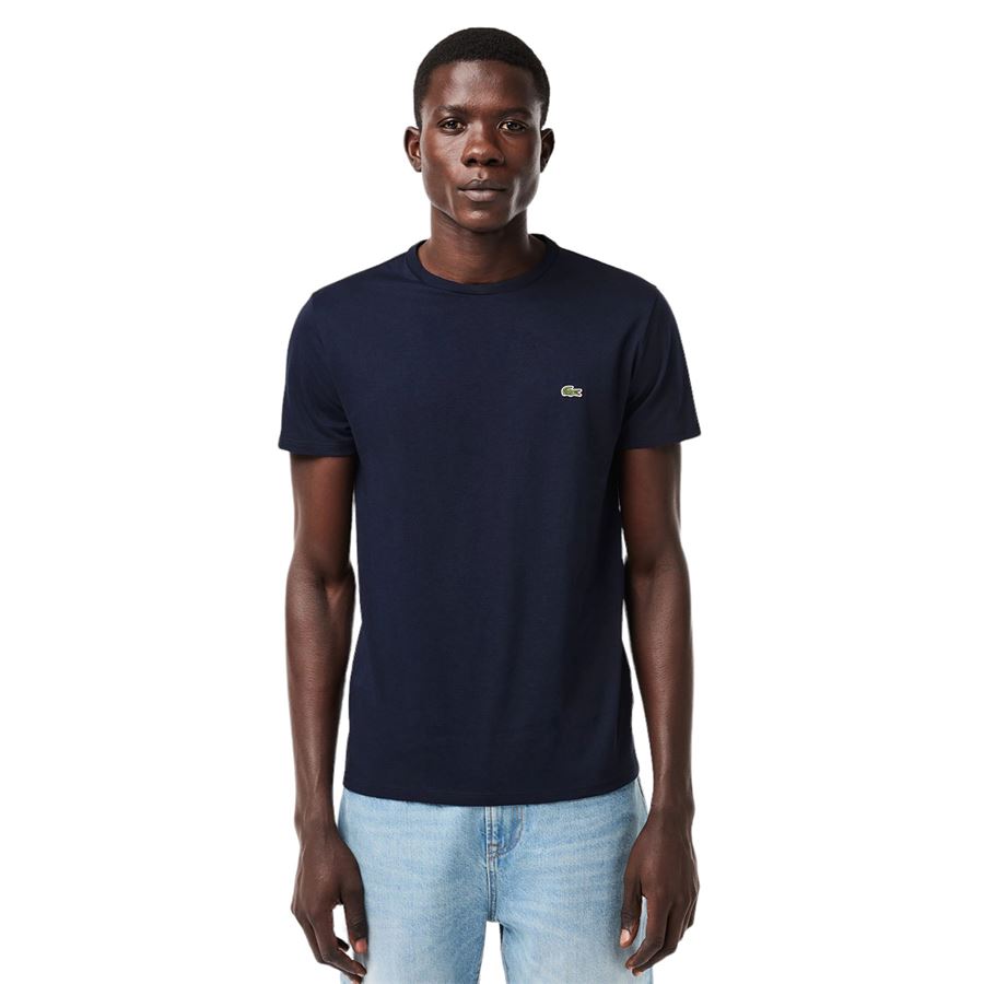 T-shirt girocollo monocromatica in jersey di cotone Pima Lacoste | TH6709166