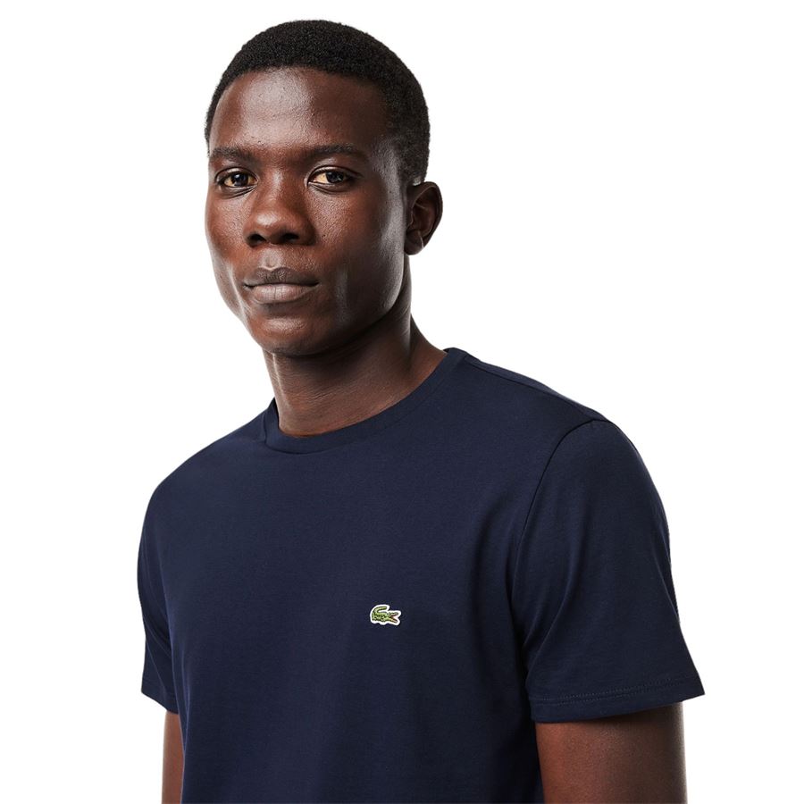 T-shirt girocollo monocromatica in jersey di cotone Pima Lacoste | TH6709166
