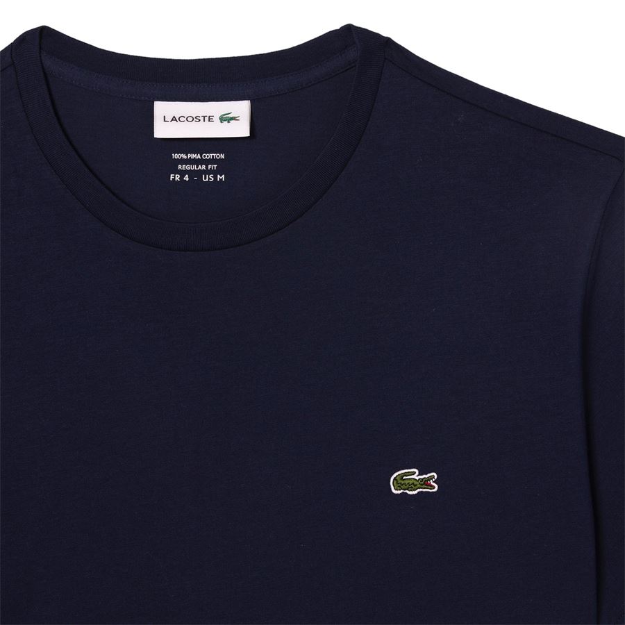 T-shirt girocollo monocromatica in jersey di cotone Pima Lacoste | TH6709166
