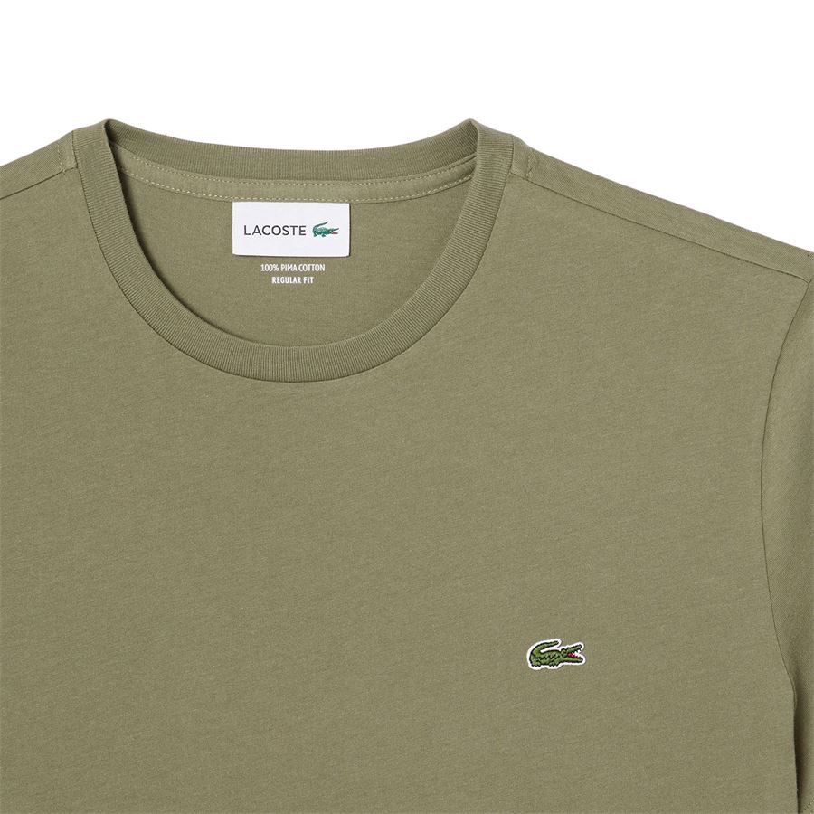 T-shirt girocollo monocromatica in jersey di cotone Pima Lacoste | TH6709BMY